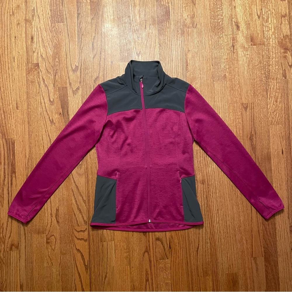 The North Face fuchsia and charcoal zip up jacket size M